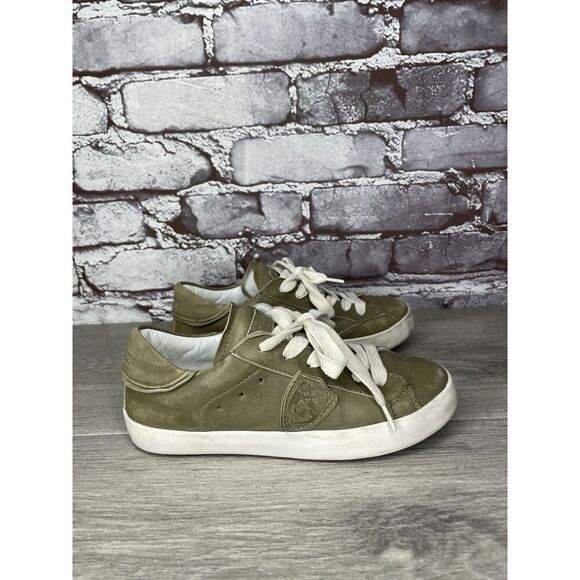 Philippe Model Paris Olive Green Leather Casual Sneakers Junior Sz 31EU/13.5M US - Picture 15 of 16